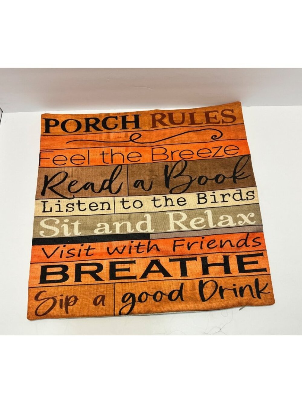 Porch Rules Decorative Throw Pillow Covers 18x18 Inches Zipper Closure Rustic - Picture 4 of 14